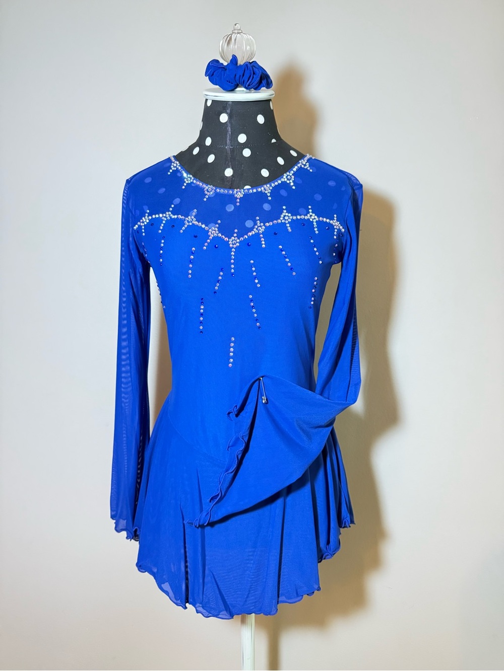 Figure Skating Dress Royal Blue Long-Sleeve Dress